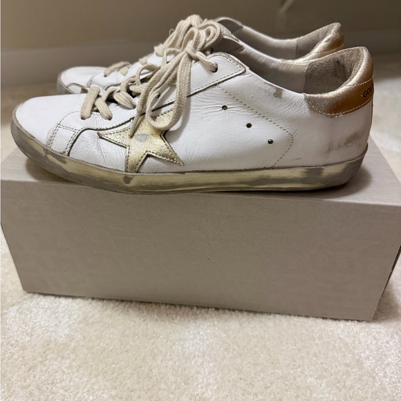 Golden Goose White and Gold Sneakers - Picture 2 of 6